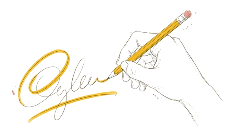 A pencil drawing a looped signature
